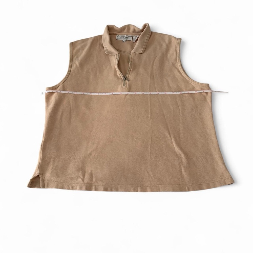 Sleeveless Zip Polo Tank Top - Beige